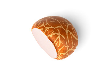 Pork boiled sausage isolated on white.