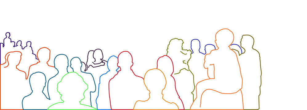 menschen menge zuschauer silhouetten kontur banner