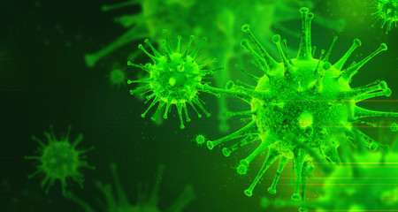 Corona virus 2019-nCov novel corona virus concept responsible for global flu outbreak and corona viruses influenza as dangerous flu strain cases as a pandemic. Microscope virus close up. 3d rendering.