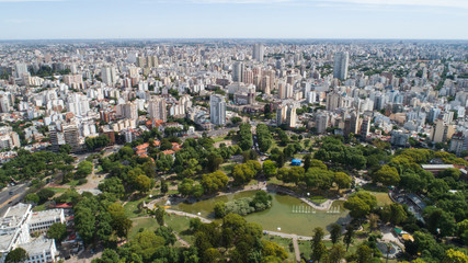 Obraz premium Aerial view of Centennial Park with city background. Buenos Aires, Argentina.