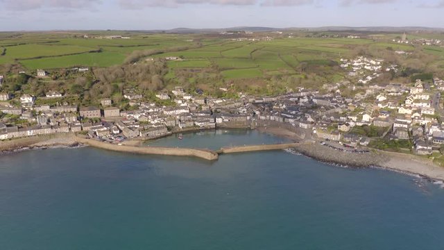 Mousehole Harbour a Picturesque Village in Cornwall UK from the Air