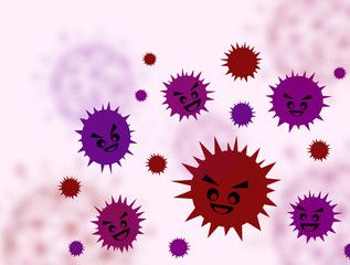 cartoon of coronavirus or covid-19 outbreak influenza ,vector of virus background.