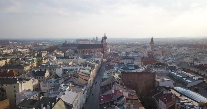 Bird's eye view of Krakow and Market Square.