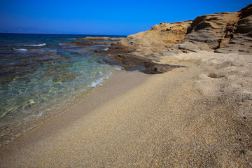 Alyko beach, Naxos / Greece - August 24, 2014: Alyko beach view in Naxos, Cyclades Islands, Greece