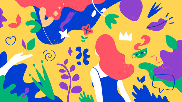 Motivo floreale del mondo femminile. Una ragazza in un giardino fiorito