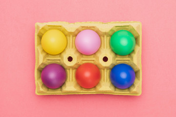 Top view formwork with colorful eggs