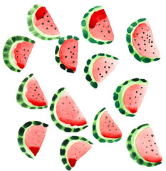 juicy watermelon slices on a white background