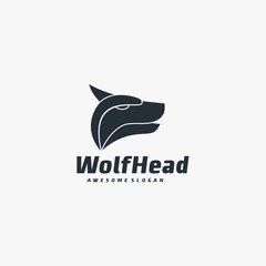Vector Logo Illustration Wolf Head Silhouette Style