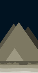 Moon and Mountains Panorame Generative Art background illustration