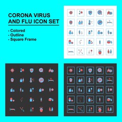 Corona Virus Icon Set. Bundle of various icon style.