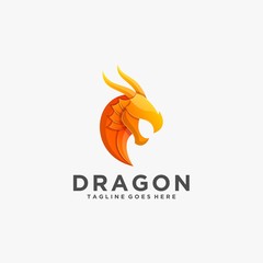 Vector Logo Illustration Dragon Head Gradient Colorful Style.