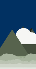 Fototapeta na wymiar Moon and Mountains Panorame Generative Art background illustration