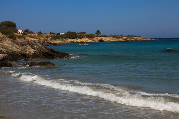 Alyko beach, Naxos / Greece - August 24, 2014: Alyko beach view in Naxos, Cyclades Islands, Greece
