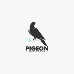 Vector Logo Illustration Pigeon Silhouette Style.