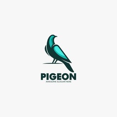Vector Logo Illustration Pigeon Mascot Cartoon Style.