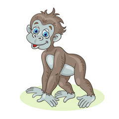 Obraz premium Cute gorilla cub. In cartoon style. Isolated on white background. Vector illustration.