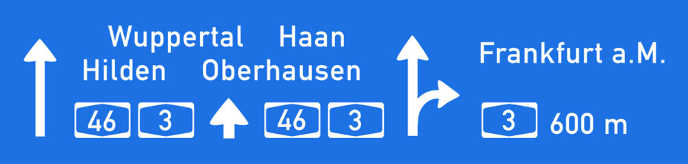 Hinweistafel auf BAB 46 Richtung Wuppertal, Nachbildung, Zeichnung