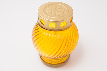 Yellow candle snitch isolated on white