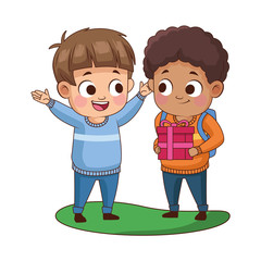 cute little boys with gift avatars characters