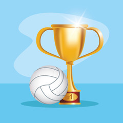 volleyball sport balloon with trophy cup