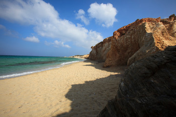 Alyko beach, Naxos / Greece - August 24, 2014: Alyko beach view in Naxos, Cyclades Islands, Greece