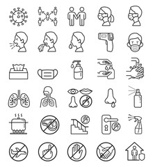 Protecting against virus icons vector illustrations.