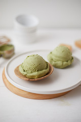 Obraz na płótnie Canvas Green tea matcha ice cream. .