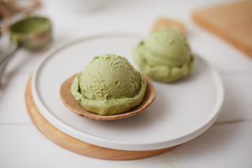 Green tea matcha ice cream. .