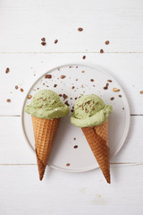 Green tea matcha ice cream. .