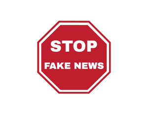 Red Stop Signs with Text Stop Fake News, sign symbol backgruund, vector illustration. 