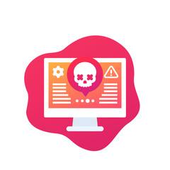 cyber attack alert icon with skull