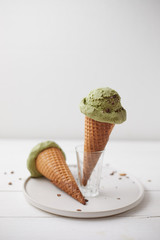 Green tea matcha ice cream. .