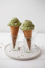 Green tea matcha ice cream. .
