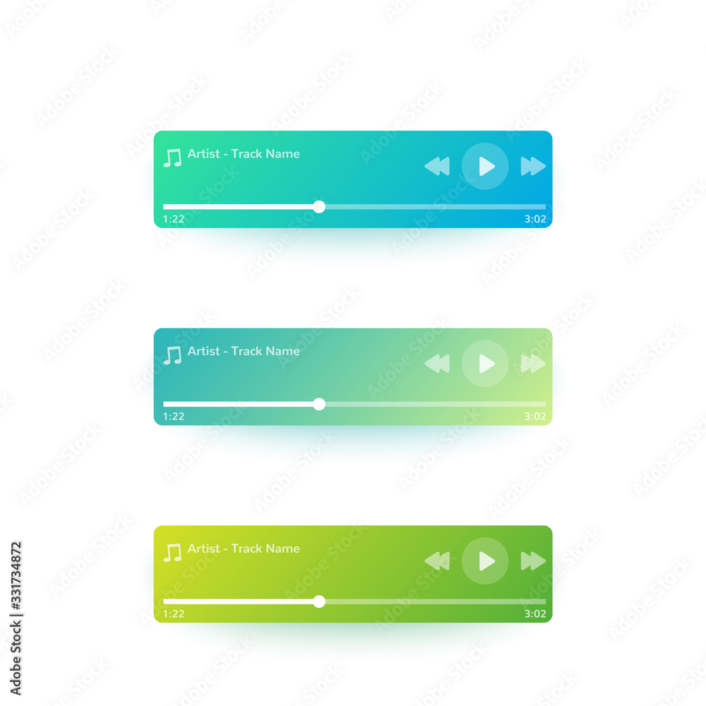 Poster music player ui, vector interface design