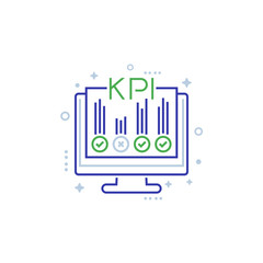 KPI, business indicators, line icon