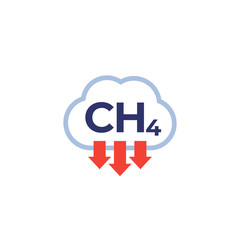 methane emissions, CH4 icon on white, vector