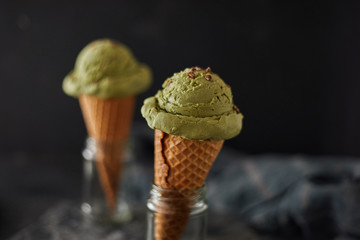 Green tea matcha ice cream. .
