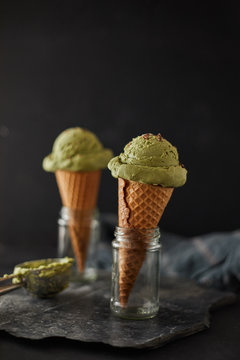 Green tea matcha ice cream. .