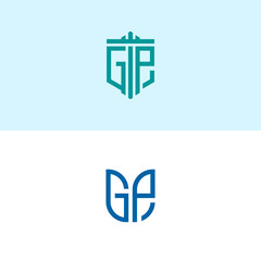 Inspiring logo design Set, for companies from the initial letters of the GP logo icon. -Vectors