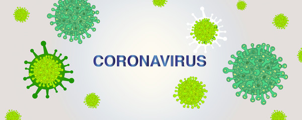 Corona virus infection vector with coronavirus text banner with green background. Virus corona microbe vector. Corona virus sign disense outbreak wallpaper