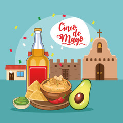 cinco de mayo card with tequila and mexican food