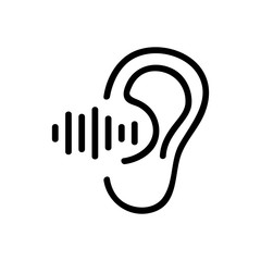 the ear hears sound icon vector. the ear hears sound sign. isolated contour symbol illustration - obrazy, fototapety, plakaty