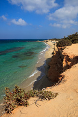 Alyko beach, Naxos / Greece - August 24, 2014: Alyko beach view in Naxos, Cyclades Islands, Greece