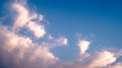 colourful clouds in the evening, warm sunlight.