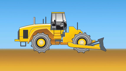 Fototapeta na wymiar Soil compactor vehicle, construction Equipment