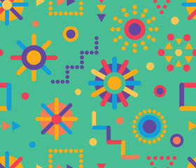 Fototapeta premium Vector geometric abstract colorful background, kids seamless pattern
