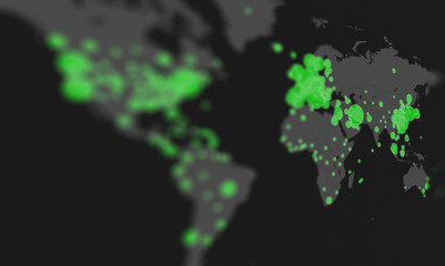 Map of the spread of the covid-19 virus by countries in perspective screen with bokeh