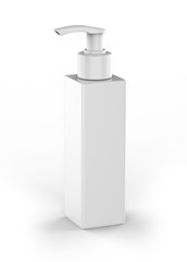 Blank Plastic Bottle with Pump Dispenser For Branding, 3d render illustration.