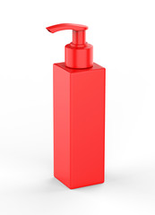 Blank Plastic Bottle with Pump Dispenser For Branding, 3d render illustration.