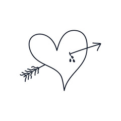 arrowed heart icon, line style